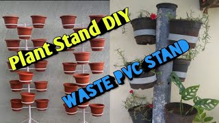 How to make Beautiful Tower Flower pot stand using PVC pipe in TG/pot stands// stands/regs gardener