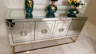 Mirrored Glass Rochester Buffet Cabinet in Silver screenshot 1