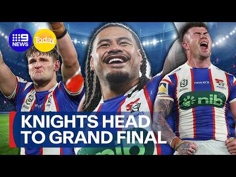 Knights secure spot in first Grand Final in 25 years against Sydney Roosters | 9 News Australia