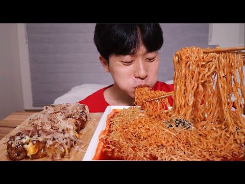 MUKBANG ASMR SPICY <strong>FIRE</strong> NOODLES Takokayki EATING <strong>SHOW</strong>