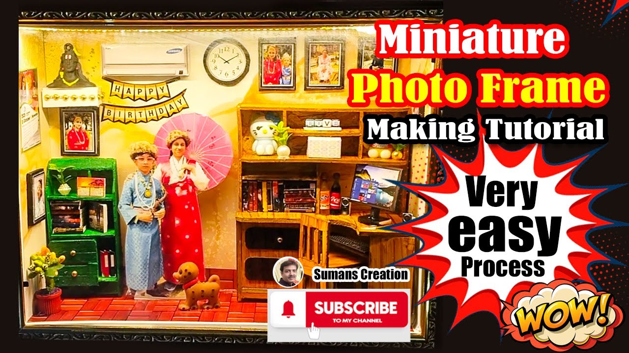 Frame Craft Miniatures Miniature Birthday Photo Frame Making Tutorial | Handmade Gift Idea ...