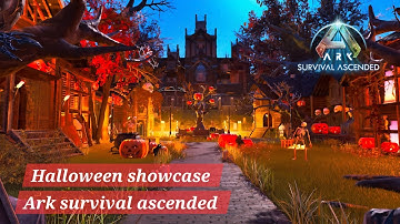 Halloween build showcase for flora morderna and cozycabins in ark survival ascended 