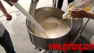 10hp high shear mixer making water, oil, emulsifier and flour mixture
