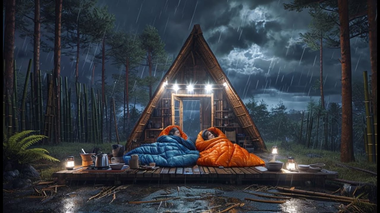 Кемпинг во время сильного дождя и ужасной грозы!! ⛈️ Пытаюсь построить укрытие