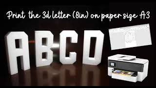 Print 3d letter template 8in on a paper size A3 - PDF template