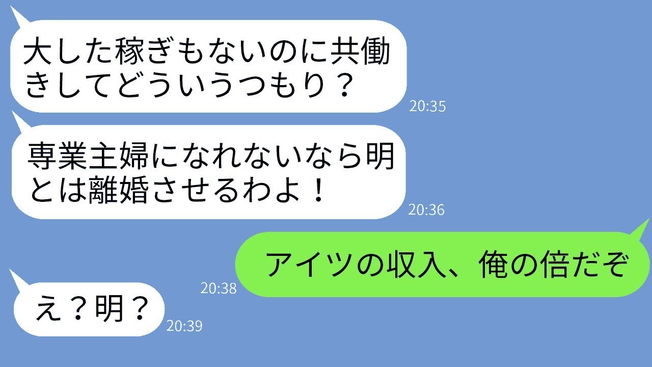 共働きの私を気に入らない姑が「専業主婦にならないなら離婚しなさい！」と迫り、価値観を押し付ける姑に対してある人物が激怒した結果www