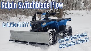 Cheapest ATV Plow On A Polaris Sportsman | KOLPIN SWITCHBLADE PLOW! Worth It? Thoughts and Review