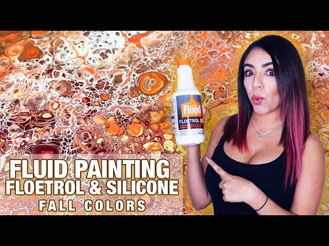 Fluid Acrylic Pouring Tutorial - FLOETROL & SILICONE - FALL COLORS