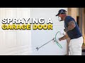 Spraying a garage door with a sprayer | Painting a metal overhead door