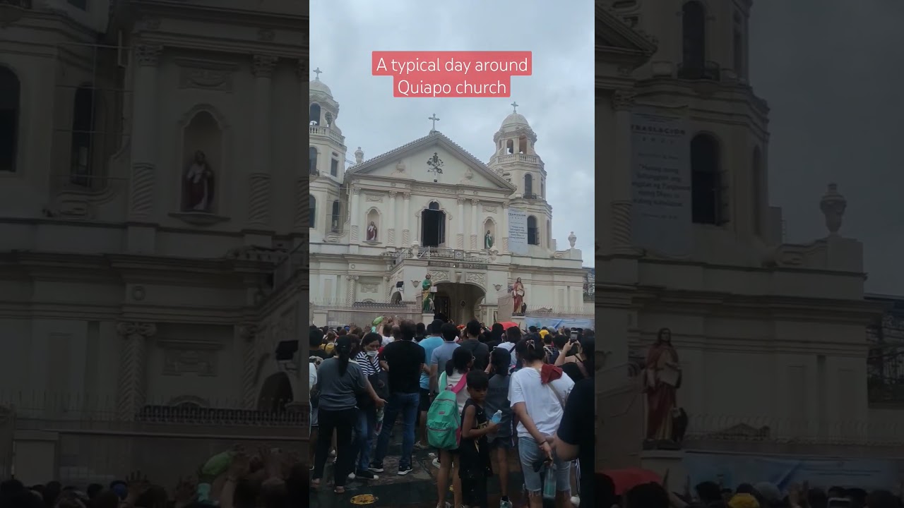 A typical day around a famoush church in Manila Philippines