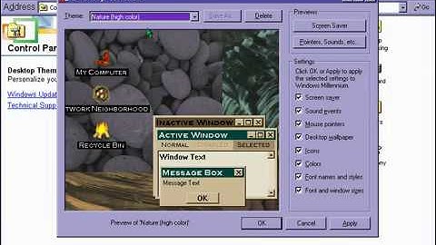 Classic Microsoft Windows Me Desktop Themes
