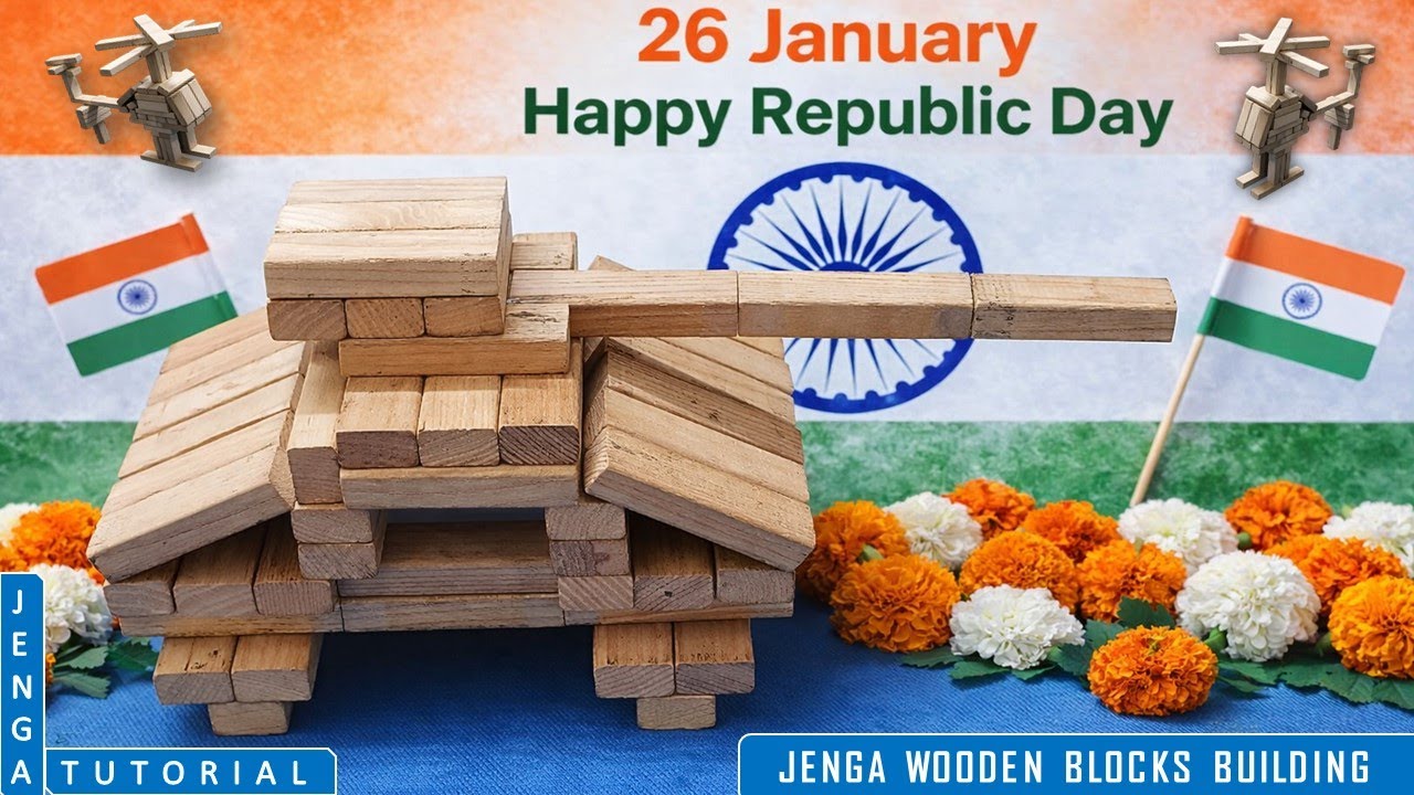 Jenga Army Tank Craft 💥 | 26 January Republic Day Tribute (Jenga Tutorial 