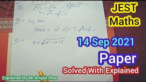 JEST Paper By STS P2 | Solved & Explained Maths| 14 Sep 2021 JEST Paper Complete solved | MCQs