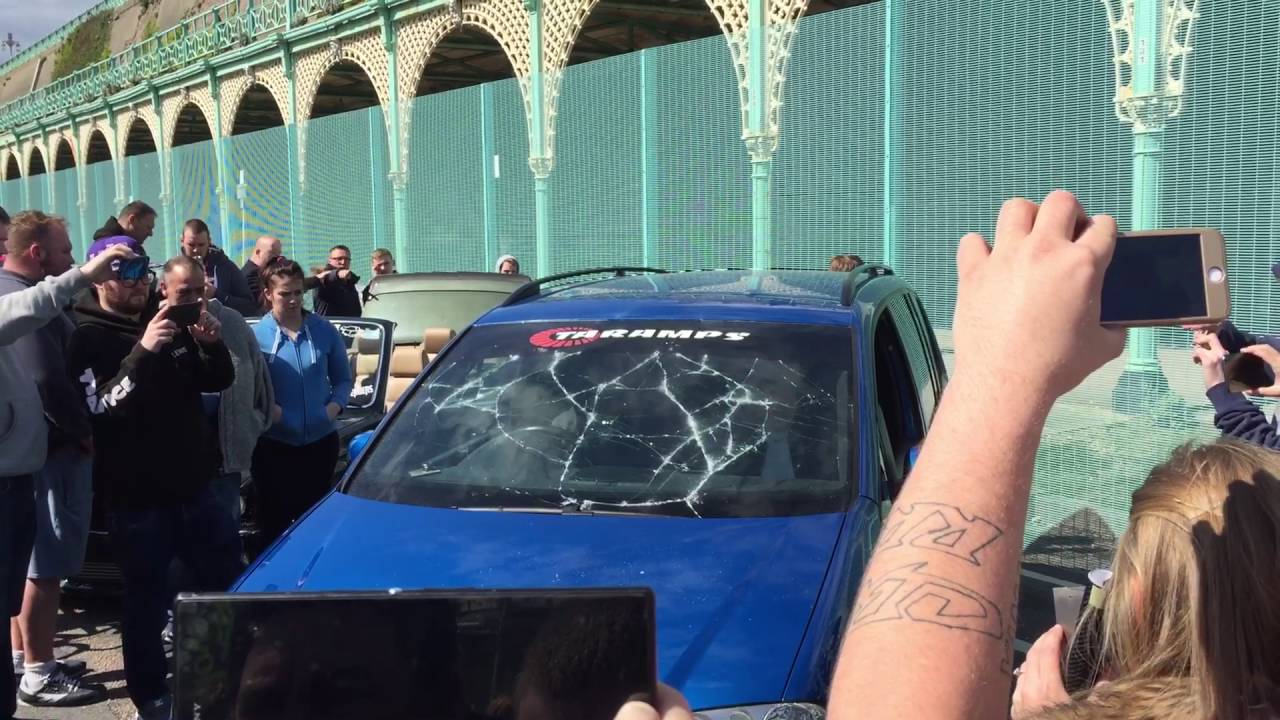 Subwoofer destroys car windshield / windscreen YouTube