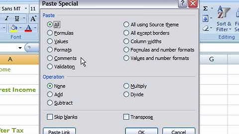 Use Paste Special in Excel 2007