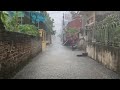 Heavy Rain Like Waterfall and Terrible Thunderstorm in an Alley in Peaceful Town - Rain for Sleeping