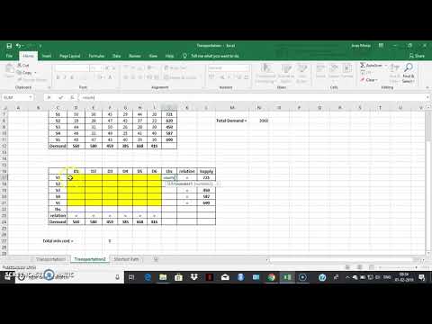 Balanced Transportation Problem Using Solver