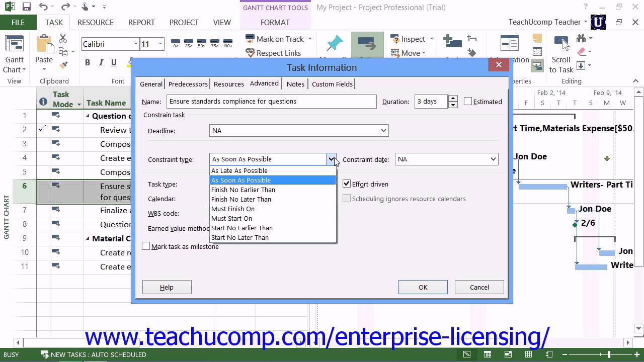 Microsoft Office Project Tutorial 2013 Advanced Task Management 9.2 ...