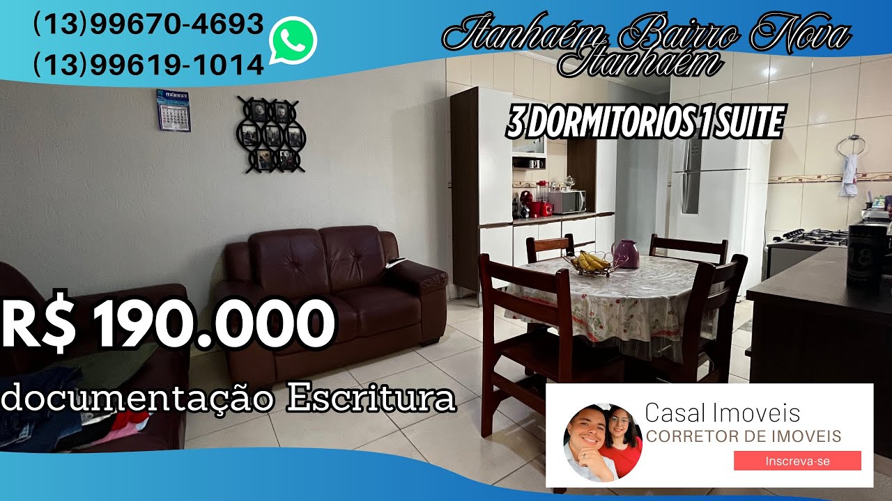 CASA OPORTUNIDADE Itanhaém 3 dormitórios 190Mil lado Pista Bairro NOVA ITANHAÉM