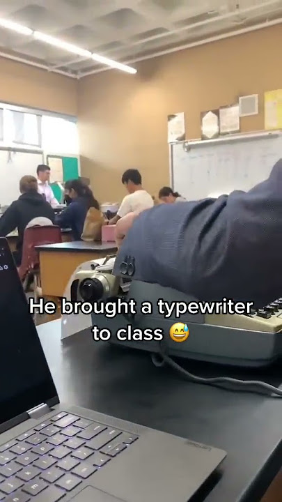 His laptop died so he used his TYPEWRITER. 😭🤷‍♂️ #shorts