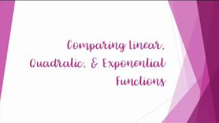 Famous 8.1 Comparing Linear, Quadratic, & Exponential Functons Profile