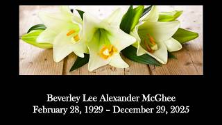 Memorial Service Beverley Lee Alexander McGhee