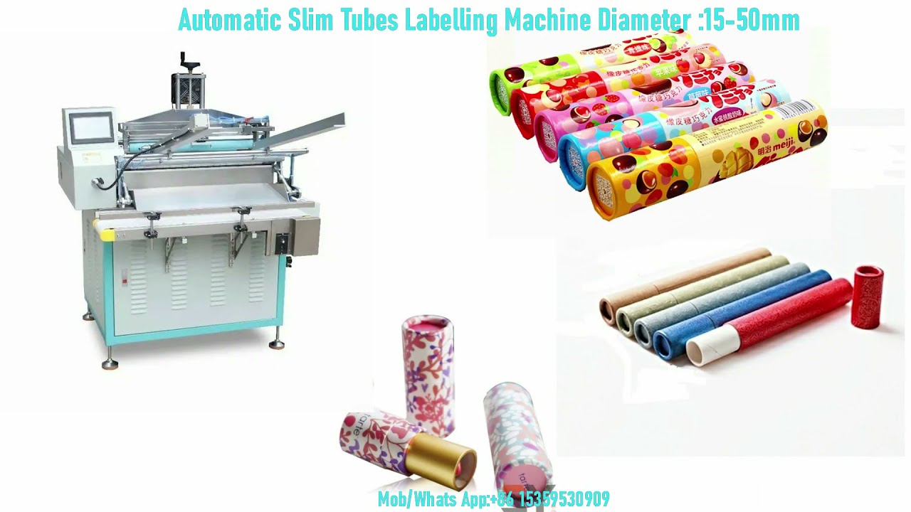 FS-AL350 Fully Automatic Slim Paper Tube  Labelling Machine Canister Chocolate Paper Can  Machine