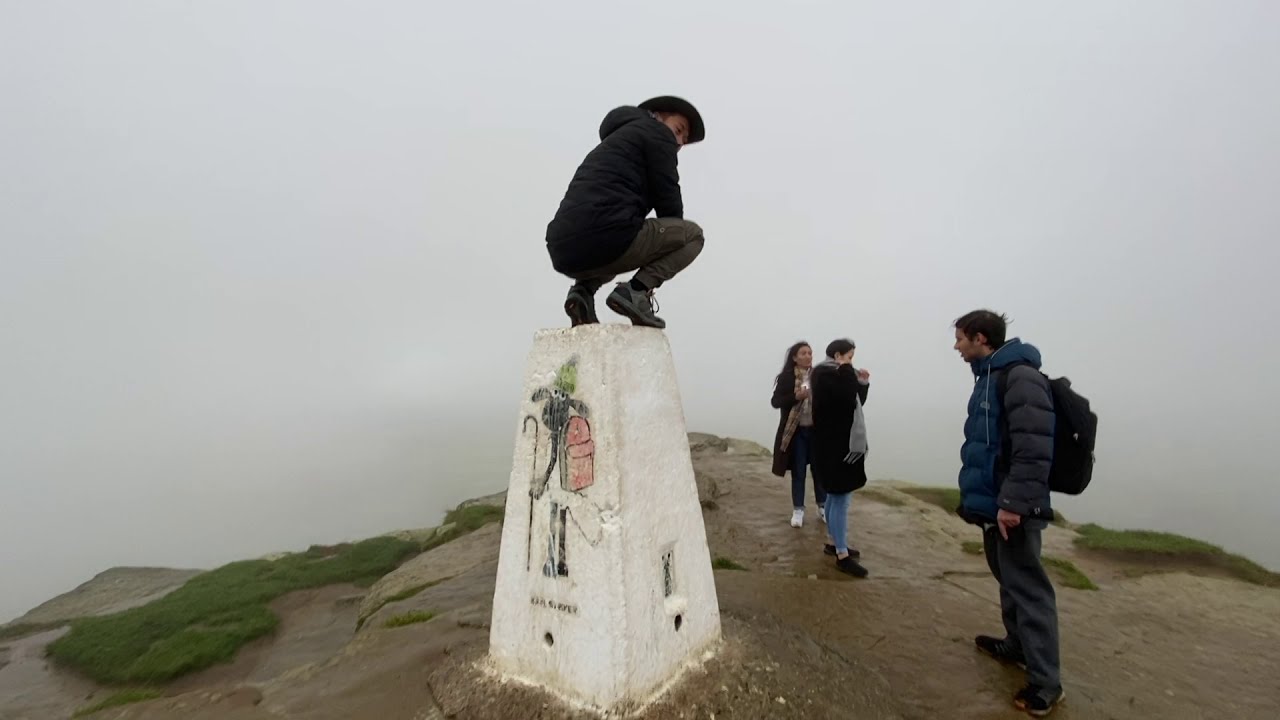 Teesside university Nepalese student having fun at Roseberry topping. A landmark in North Yorkshire.