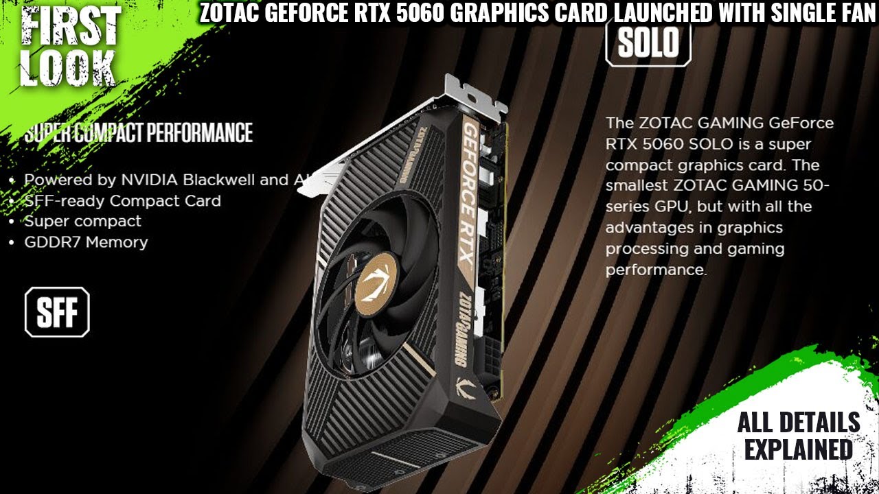 Zotac GeForce RTX 5060 Solo Graphics Card Launched With Single Fan 