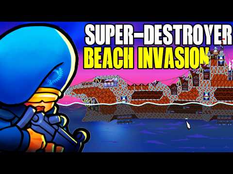 Can Largest Battleship Ever Destroy D-DAY BEACH DEFENSE in FORTS?!