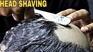 Full Head Shaving With ASMR Sound | Relaxing Head Massage | Indian Barber