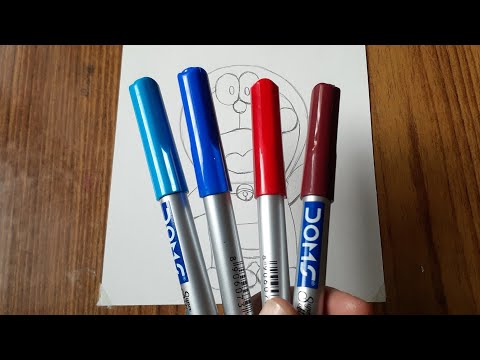 How to Draw Doremon With DOMS Brush Pens / Cartoon Characters Drawing / Art and Travel