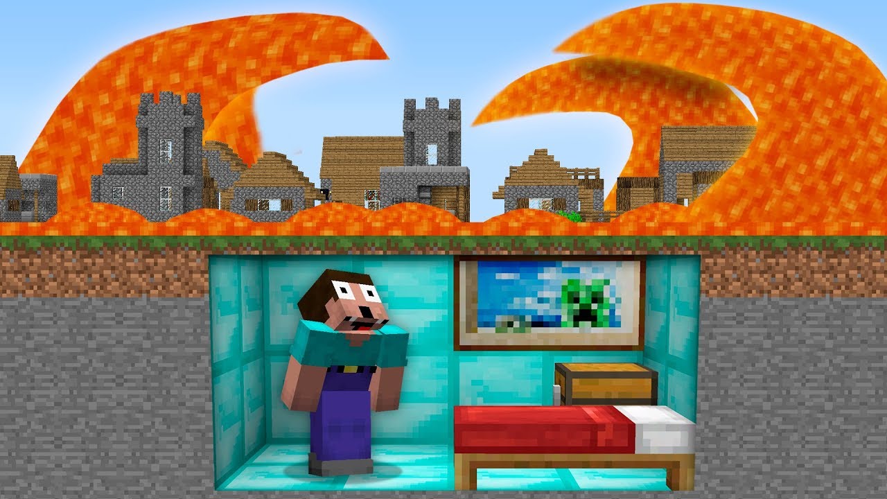 HOW NOOB SURVIVE AFTER LAVA TSUNAMI APOCALYPSE? Minecraft Noob vs Pro Animation