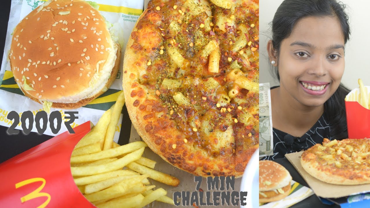 7 MINUTE Pasta Pizza , Burger & French Fries CHALLENGE 2000 RS CHALLENGE eatingshow YouTube