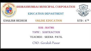 BMC Edu English Std 4 - Maths - Subtraction