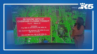 Two-week closure for construction over I-5 in Shoreline starts Wednesday night