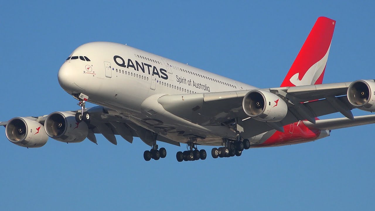 *TEST FLIGHT* Qantas Airways Airbus A380-800 [VH-OQD] landing at Los ...