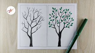 how to draw a tree without leaves