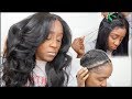 HOW TO SEW DOWN A LACE CLOSURE WIG FLAT + BRAID PATTERN | NO LEAVE OUT, GLUE, GEL | HJWEAVEBEAUTY