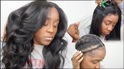 HOW TO SEW DOWN A LACE CLOSURE WIG FLAT + BRAID PATTERN | NO LEAVE OUT, GLUE, GEL | HJWEAVEBEAUTY