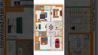28' X 45' Modern house plan with car parking (Hindi/Urdu).