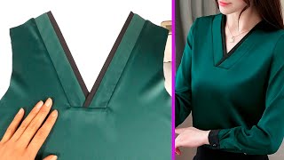 Fascinating way to sew easy vneck .technique for beginners