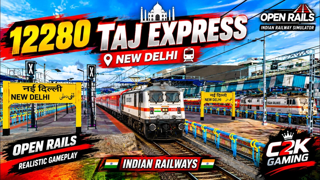 12280 Taj Express 🚆 | New Delhi Departure | Open Rails Indian Railway Simulator Gameplay\C2K GAMING