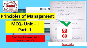 [PART 1]MG8591-POM-PRINCIPLES OF MANAGEMENT- UNIT-1 MCQ