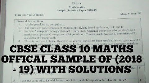 CBSE CLASS 10 MATHS OFFICIAL SAMPLE PAPER OF (2018- 19) WITH SOLUTIONS