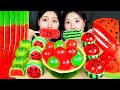 ASMR MUKBANG Watermelon Desserts With Sister Ice Cream Jelly Noodles Tanghulu Cake Macaron