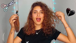 روتين شعري الكيرلي || قصيته✂️💔|| I CUT MY HAIR + Curly hair tutorial