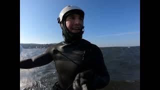 Downwind wing foiling in the channel at Sandy Hook NJ Go Foil NL190