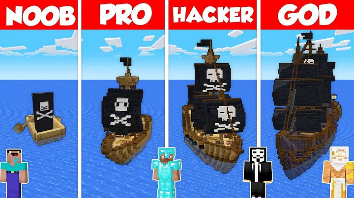PIRATE SHIP BOAT HOUSE BUILD CHALLENGE - Minecraft Battle: NOOB vs PRO vs HACKER vs GOD / Animation