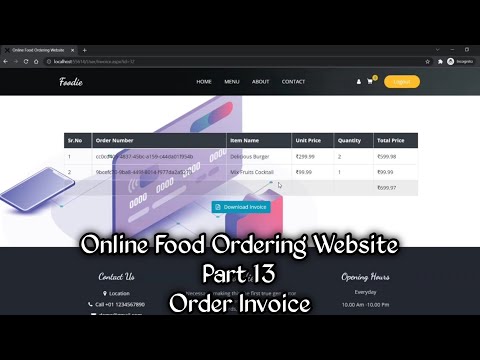 Online Food Ordering Website Part 13 Using Asp.Net C# & Sql Server | Order Invoice